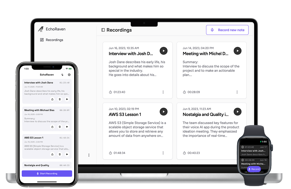 EchoRaven on a Mac, iPhone, and Apple Watch